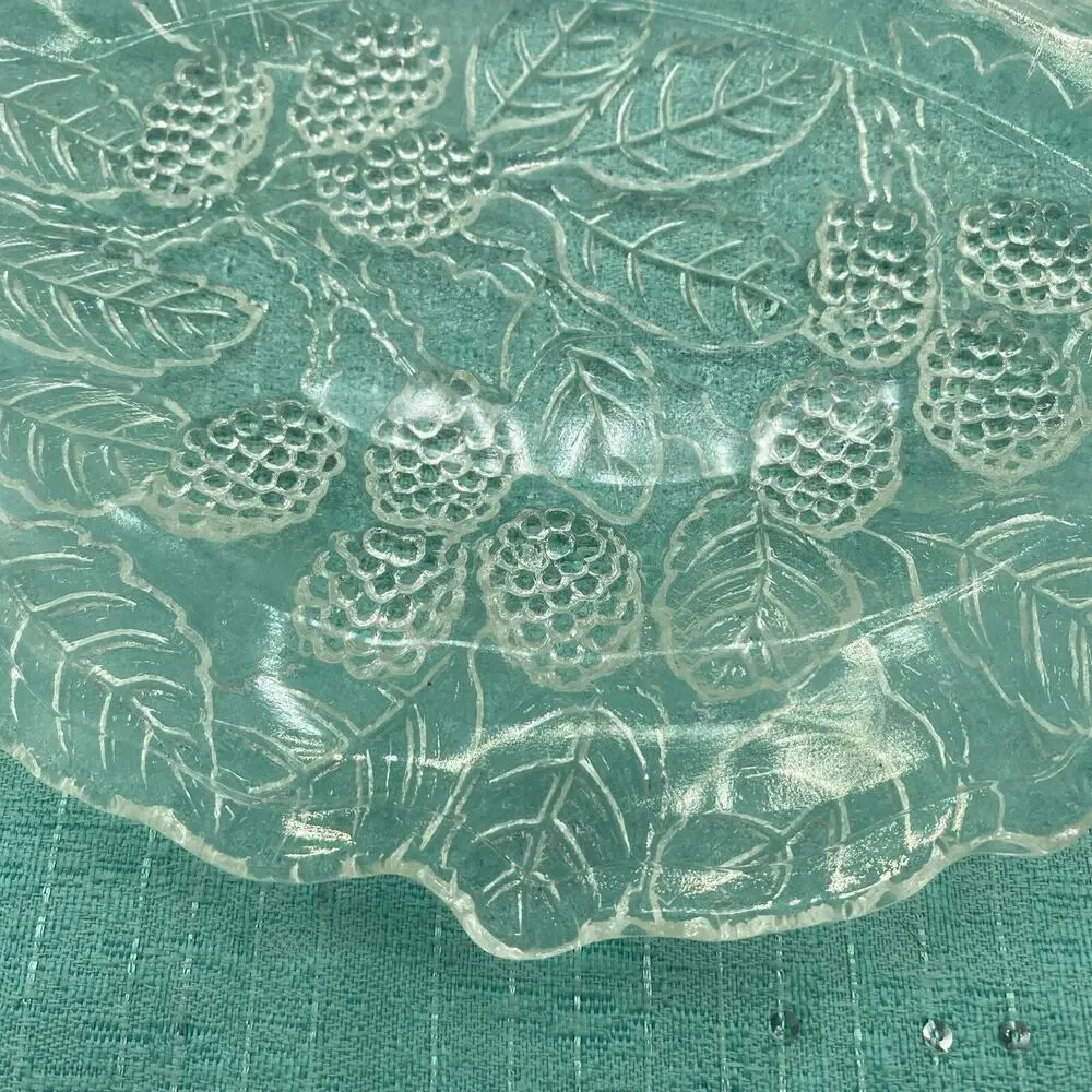 Fenton Clear Glass Blackberry Leaf Pattern Collectible 9